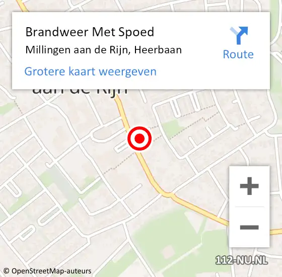 Locatie op kaart van de 112 melding: Brandweer Met Spoed Naar Millingen aan de Rijn, Heerbaan op 5 april 2022 12:12