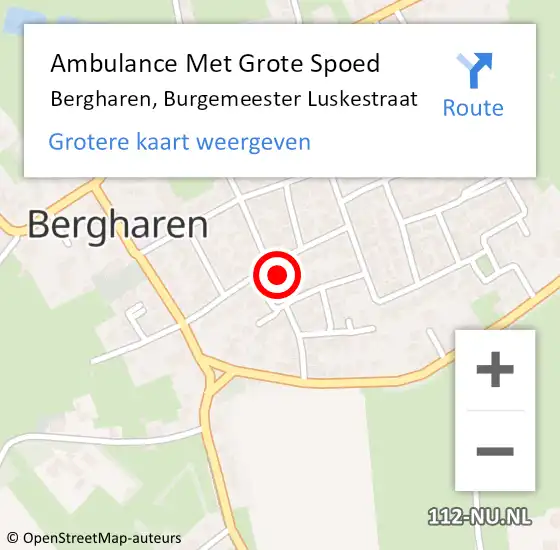 Locatie op kaart van de 112 melding: Ambulance Met Grote Spoed Naar Bergharen, Burgemeester Luskestraat op 5 april 2022 12:20