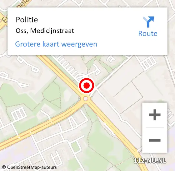 Locatie op kaart van de 112 melding: Politie Oss, Medicijnstraat op 5 april 2022 12:38