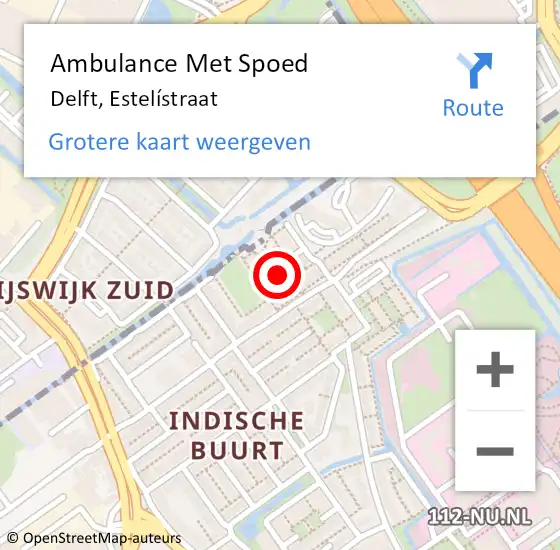 Locatie op kaart van de 112 melding: Ambulance Met Spoed Naar Delft, Estelístraat op 5 april 2022 13:04