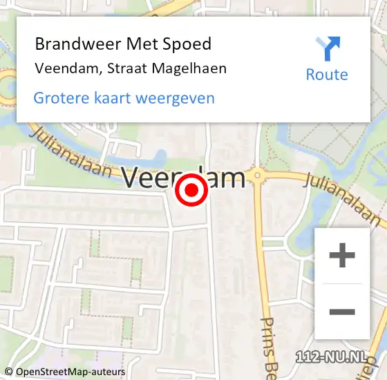 Locatie op kaart van de 112 melding: Brandweer Met Spoed Naar Veendam, Straat Magelhaen op 5 april 2022 13:07