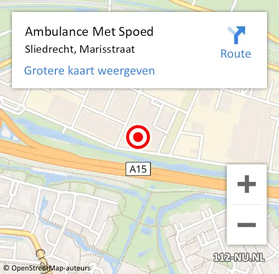 Locatie op kaart van de 112 melding: Ambulance Met Spoed Naar Sliedrecht, Marisstraat op 5 april 2022 13:24