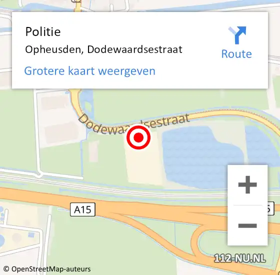 Locatie op kaart van de 112 melding: Politie Opheusden, Dodewaardsestraat op 5 april 2022 13:27