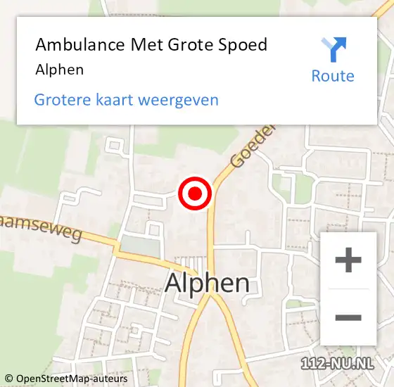 Locatie op kaart van de 112 melding: Ambulance Met Grote Spoed Naar Alphen op 5 april 2022 13:30