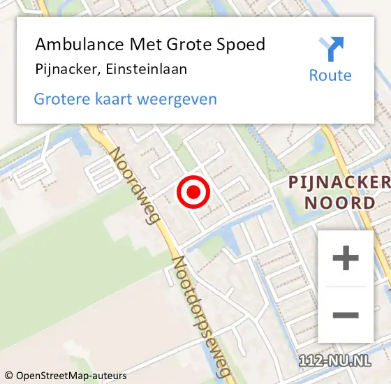 Locatie op kaart van de 112 melding: Ambulance Met Grote Spoed Naar Pijnacker, Einsteinlaan op 5 april 2022 13:40