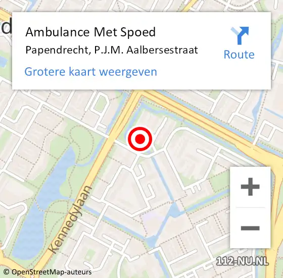 Locatie op kaart van de 112 melding: Ambulance Met Spoed Naar Papendrecht, P.J.M. Aalbersestraat op 5 april 2022 13:52