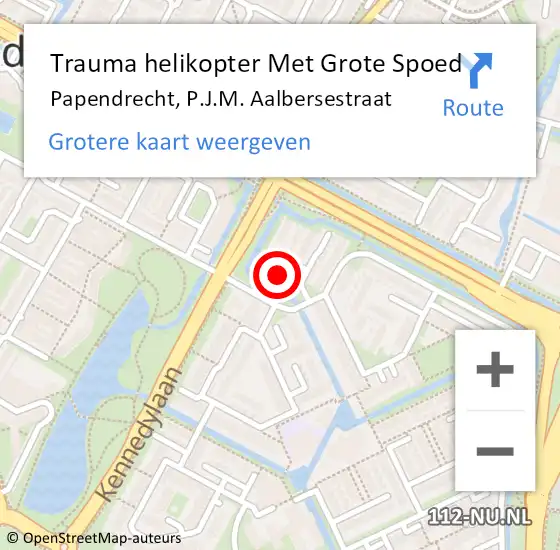 Locatie op kaart van de 112 melding: Trauma helikopter Met Grote Spoed Naar Papendrecht, P.J.M. Aalbersestraat op 5 april 2022 13:55