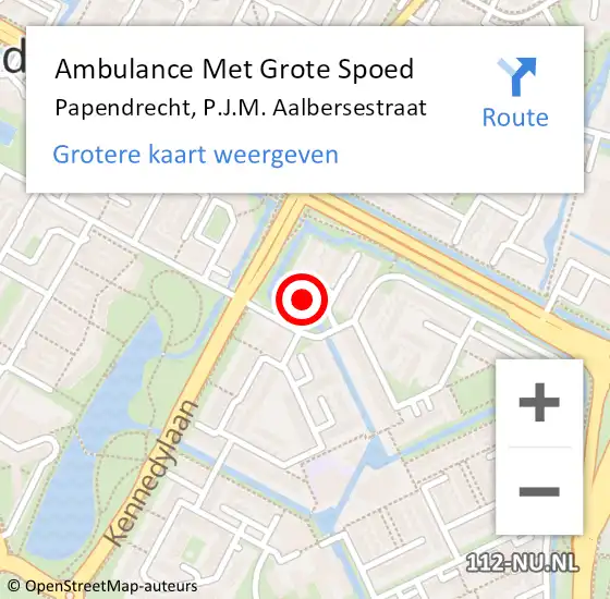 Locatie op kaart van de 112 melding: Ambulance Met Grote Spoed Naar Papendrecht, P.J.M. Aalbersestraat op 5 april 2022 13:56