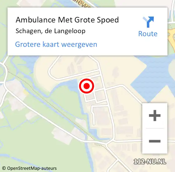 Locatie op kaart van de 112 melding: Ambulance Met Grote Spoed Naar Schagen, de Langeloop op 5 april 2022 13:58