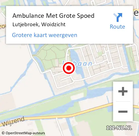 Locatie op kaart van de 112 melding: Ambulance Met Grote Spoed Naar Lutjebroek, Woidzicht op 5 april 2022 14:04