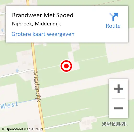 Locatie op kaart van de 112 melding: Brandweer Met Spoed Naar Nijbroek, Middendijk op 13 juli 2014 12:38