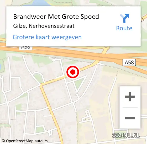 Locatie op kaart van de 112 melding: Brandweer Met Grote Spoed Naar Gilze, Nerhovensestraat op 5 april 2022 14:20