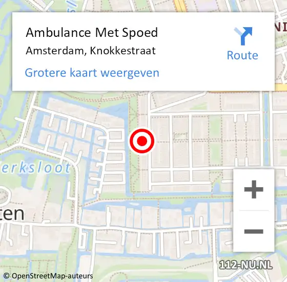 Locatie op kaart van de 112 melding: Ambulance Met Spoed Naar Amsterdam, Knokkestraat op 5 april 2022 14:32