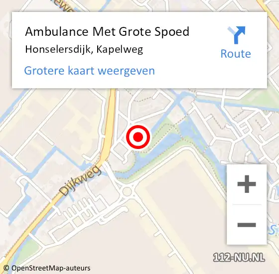 Locatie op kaart van de 112 melding: Ambulance Met Grote Spoed Naar Honselersdijk, Kapelweg op 5 april 2022 14:57
