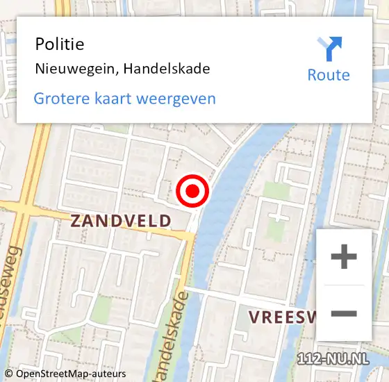 Locatie op kaart van de 112 melding: Politie Nieuwegein, Handelskade op 5 april 2022 14:59