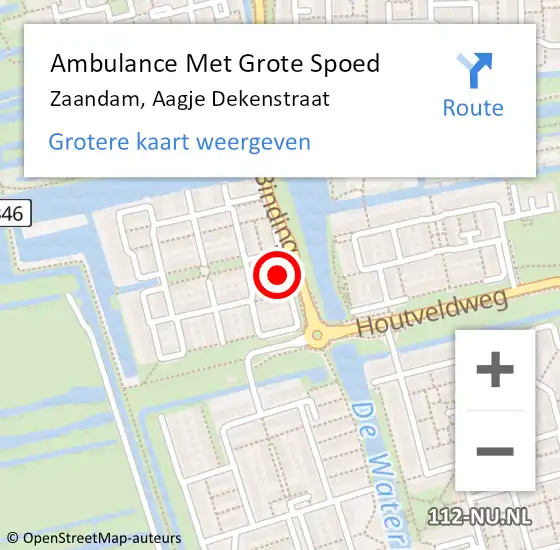 Locatie op kaart van de 112 melding: Ambulance Met Grote Spoed Naar Zaandam, Aagje Dekenstraat op 5 april 2022 15:02
