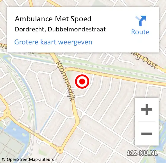 Locatie op kaart van de 112 melding: Ambulance Met Spoed Naar Dordrecht, Dubbelmondestraat op 5 april 2022 15:04
