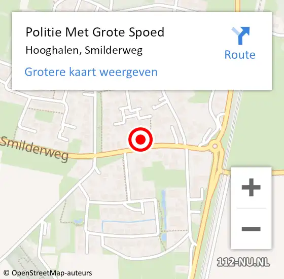 Locatie op kaart van de 112 melding: Politie Met Grote Spoed Naar Hooghalen, Smilderweg op 5 april 2022 15:09