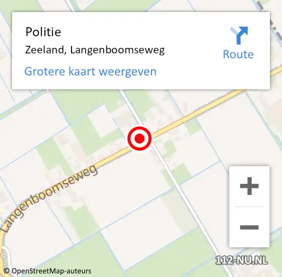 Locatie op kaart van de 112 melding: Politie Zeeland, Langenboomseweg op 13 juli 2014 12:48