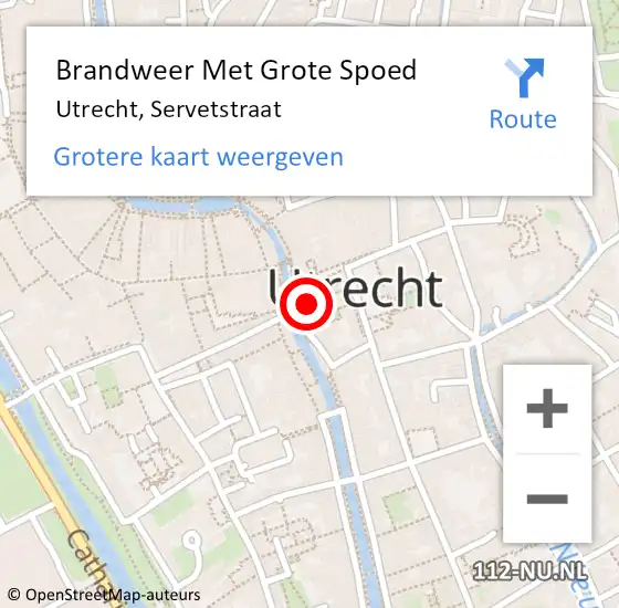 Locatie op kaart van de 112 melding: Brandweer Met Grote Spoed Naar Utrecht, Servetstraat op 5 april 2022 15:40