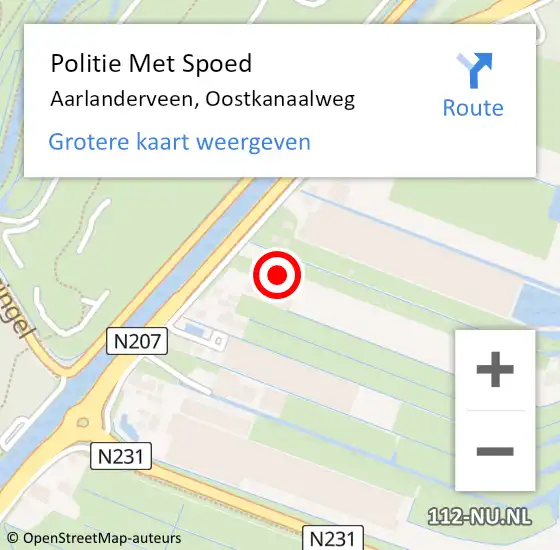 Locatie op kaart van de 112 melding: Politie Met Spoed Naar Aarlanderveen, Oostkanaalweg op 5 april 2022 15:40