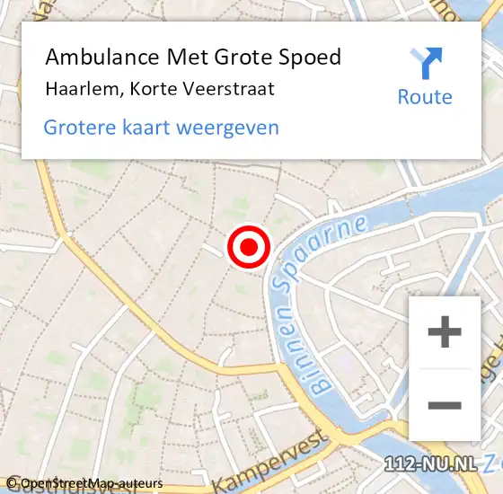 Locatie op kaart van de 112 melding: Ambulance Met Grote Spoed Naar Haarlem, Korte Veerstraat op 5 april 2022 15:42