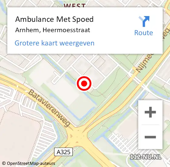 Locatie op kaart van de 112 melding: Ambulance Met Spoed Naar Arnhem, Heermoesstraat op 5 april 2022 15:43