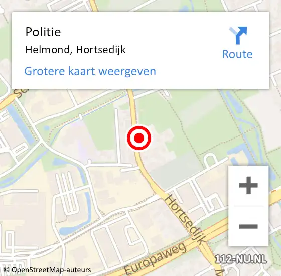 Locatie op kaart van de 112 melding: Politie Helmond, Hortsedijk op 5 april 2022 16:28