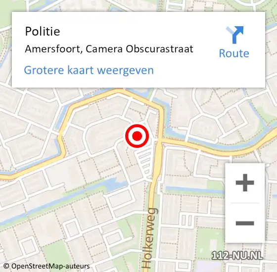 Locatie op kaart van de 112 melding: Politie Amersfoort, Camera Obscurastraat op 5 april 2022 16:33