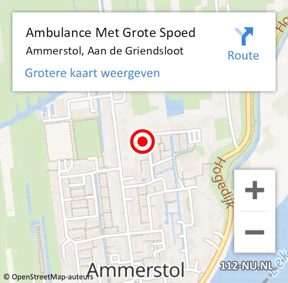 Locatie op kaart van de 112 melding: Ambulance Met Grote Spoed Naar Ammerstol, Aan de Griendsloot op 5 april 2022 16:41