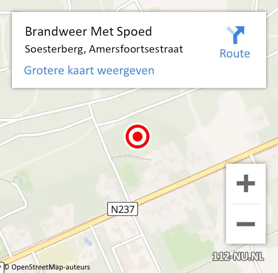 Locatie op kaart van de 112 melding: Brandweer Met Spoed Naar Soesterberg, Amersfoortsestraat op 5 april 2022 17:12