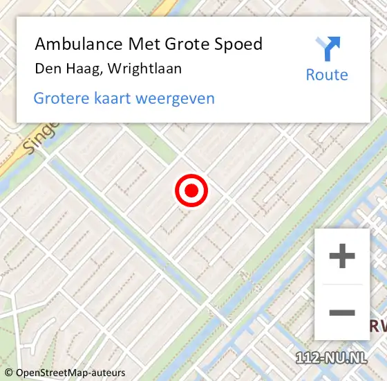 Locatie op kaart van de 112 melding: Ambulance Met Grote Spoed Naar Den Haag, Wrightlaan op 5 april 2022 17:13