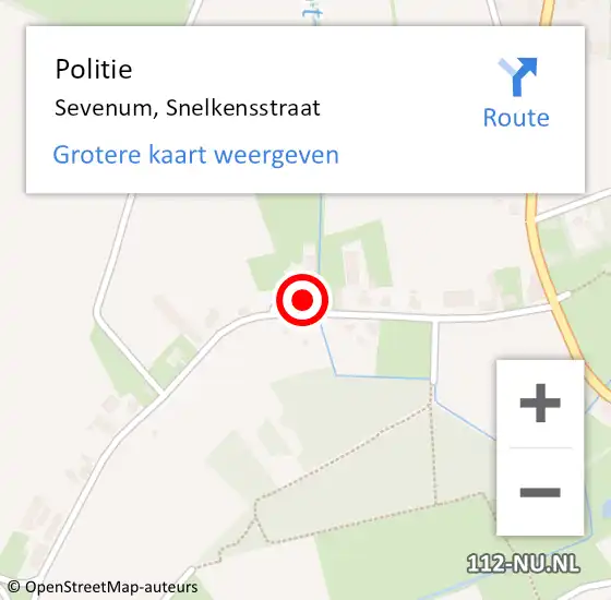 Locatie op kaart van de 112 melding: Politie Sevenum, Snelkensstraat op 5 april 2022 17:25