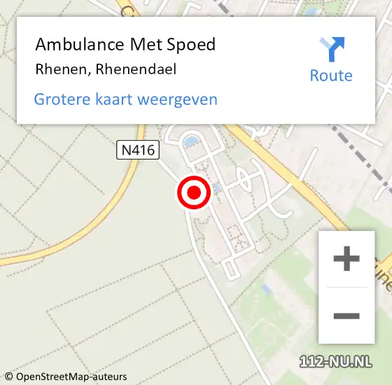 Locatie op kaart van de 112 melding: Ambulance Met Spoed Naar Rhenen, Rhenendael op 5 april 2022 17:26