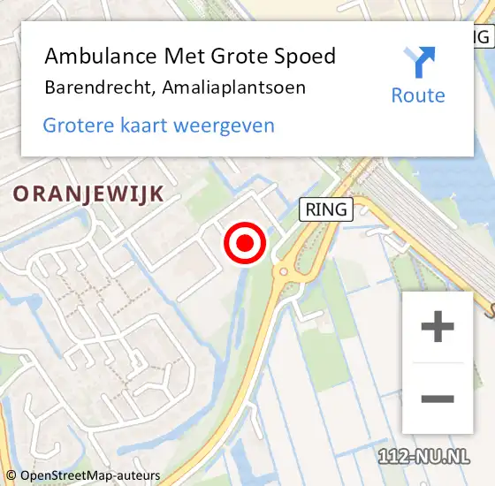 Locatie op kaart van de 112 melding: Ambulance Met Grote Spoed Naar Barendrecht, Amaliaplantsoen op 5 april 2022 17:40