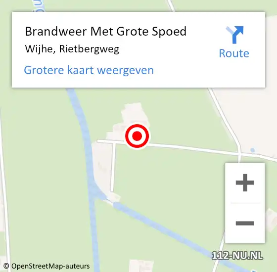 Locatie op kaart van de 112 melding: Brandweer Met Grote Spoed Naar Wijhe, Rietbergweg op 5 april 2022 17:43