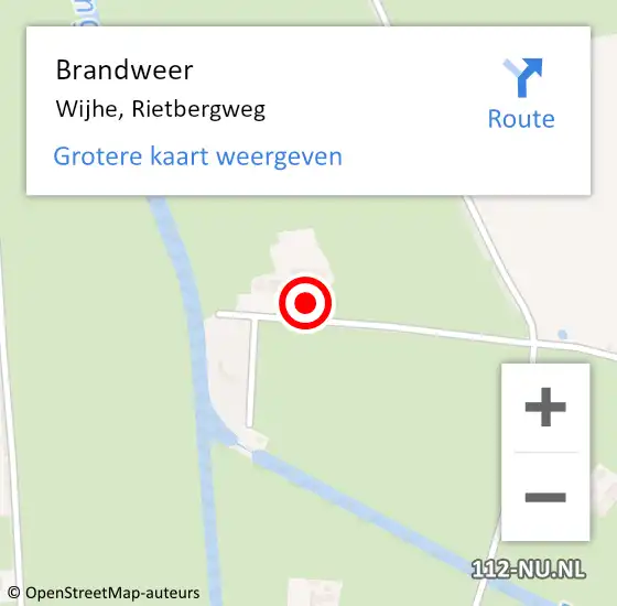 Locatie op kaart van de 112 melding: Brandweer Wijhe, Rietbergweg op 5 april 2022 17:45