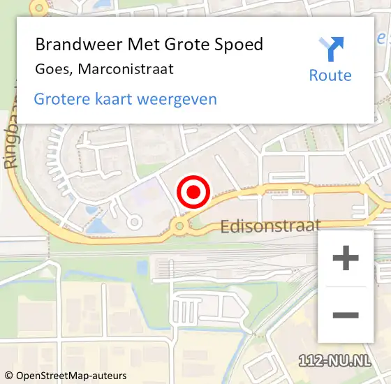 Locatie op kaart van de 112 melding: Brandweer Met Grote Spoed Naar Goes, Marconistraat op 5 april 2022 18:14