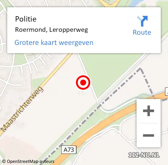 Locatie op kaart van de 112 melding: Politie Roermond, Leropperweg op 5 april 2022 18:42