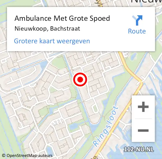 Locatie op kaart van de 112 melding: Ambulance Met Grote Spoed Naar Nieuwkoop, Bachstraat op 5 april 2022 18:48