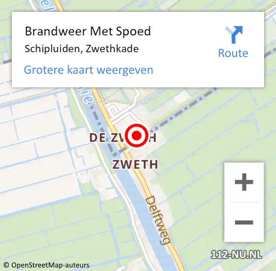 Locatie op kaart van de 112 melding: Brandweer Met Spoed Naar Schipluiden, Zwethkade op 5 april 2022 18:51