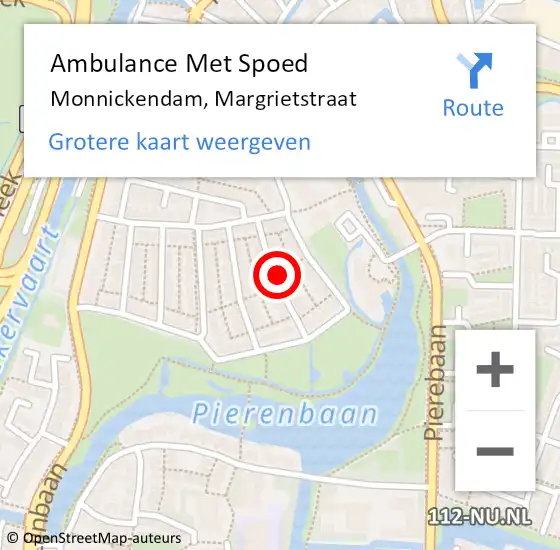 Locatie op kaart van de 112 melding: Ambulance Met Spoed Naar Monnickendam, Margrietstraat op 5 april 2022 18:53