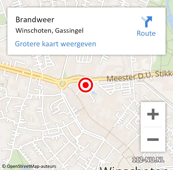 Locatie op kaart van de 112 melding: Brandweer Winschoten, Gassingel op 5 april 2022 19:15