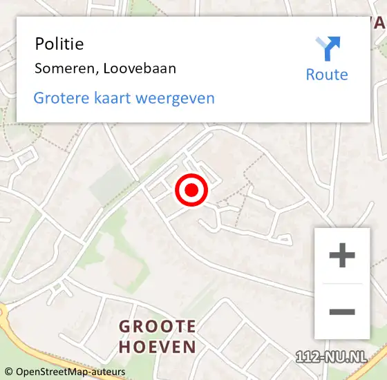 Locatie op kaart van de 112 melding: Politie Someren, Loovebaan op 5 april 2022 19:45