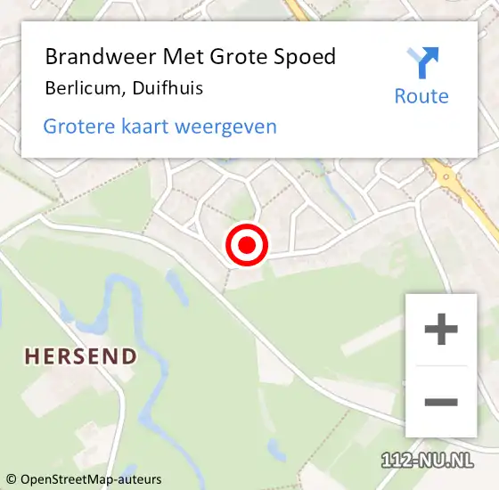 Locatie op kaart van de 112 melding: Brandweer Met Grote Spoed Naar Berlicum, Duifhuis op 5 april 2022 20:00