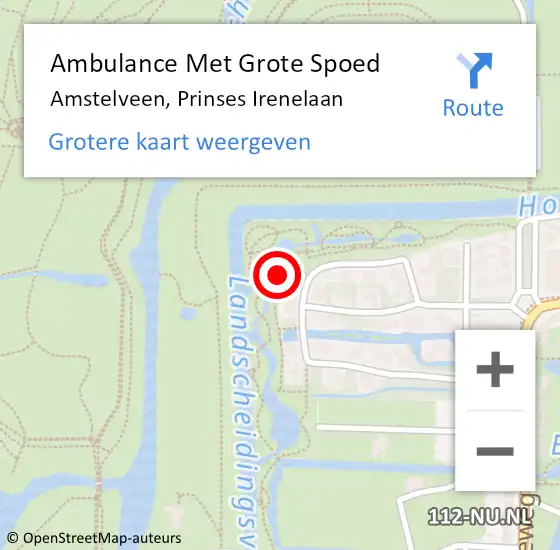 Locatie op kaart van de 112 melding: Ambulance Met Grote Spoed Naar Amstelveen, Prinses Irenelaan op 5 april 2022 20:01