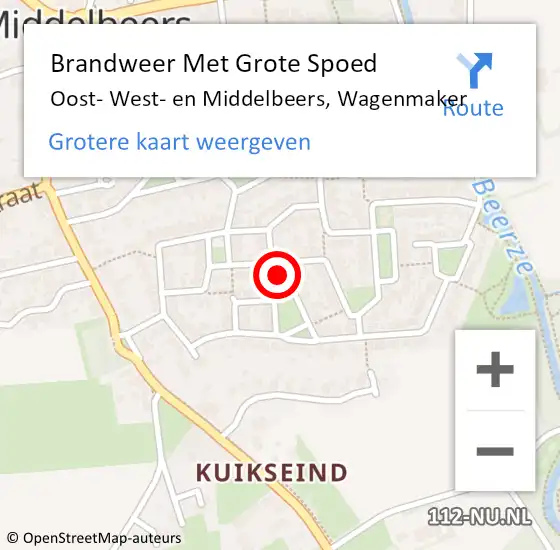Locatie op kaart van de 112 melding: Brandweer Met Grote Spoed Naar Oost- West- en Middelbeers, Wagenmaker op 5 april 2022 20:04