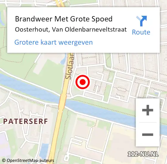 Locatie op kaart van de 112 melding: Brandweer Met Grote Spoed Naar Oosterhout, Van Oldenbarneveltstraat op 5 april 2022 20:05