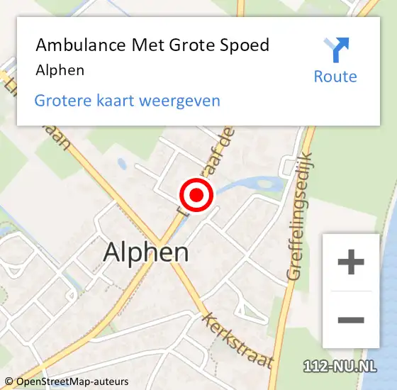 Locatie op kaart van de 112 melding: Ambulance Met Grote Spoed Naar Alphen op 5 april 2022 20:35