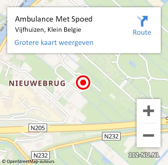 Locatie op kaart van de 112 melding: Ambulance Met Spoed Naar Vijfhuizen, Klein Belgie op 5 april 2022 20:45